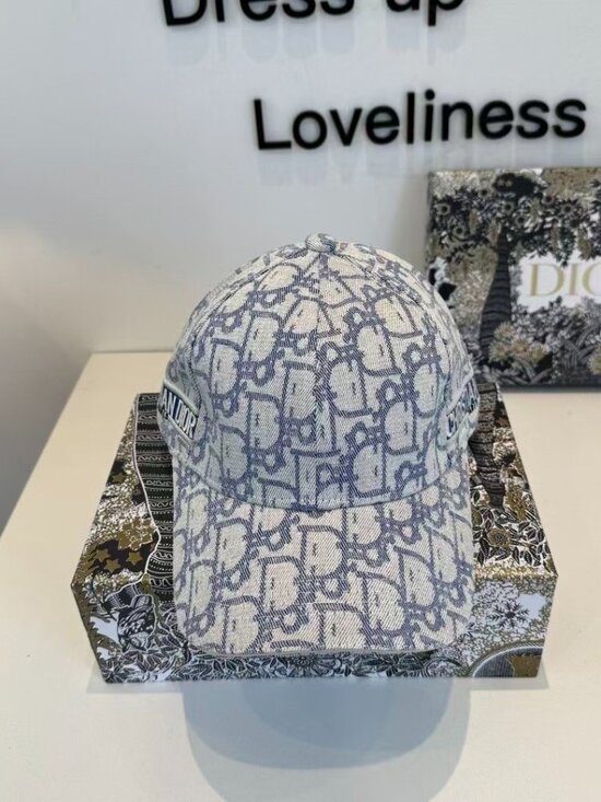 Christian Dior Light Blue White Oblique Jacquard Monogram Baseball Cap main image 5